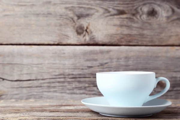 Taza Blanca Bebida Sobre Fondo Gris Madera — Foto de Stock