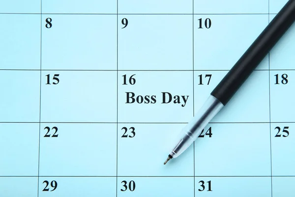 Inscription Boss Day Calendar Pen — Stock Photo, Image