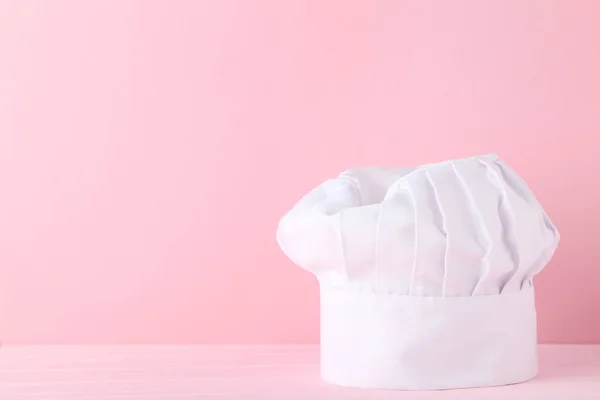 Sombrero Chef Blanco Sobre Fondo Rosa — Foto de Stock