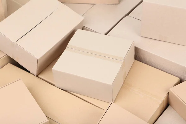 Close Stacked Cardboard Boxes Delivery — Stock Photo, Image