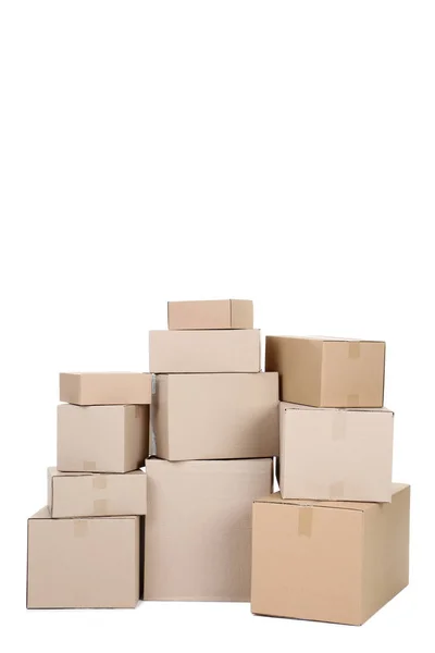 Stacked Cardboard Boxes White Background — Stock Photo, Image