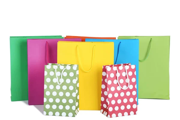 Bolsas Compras Coloridas Sobre Fondo Blanco — Foto de Stock