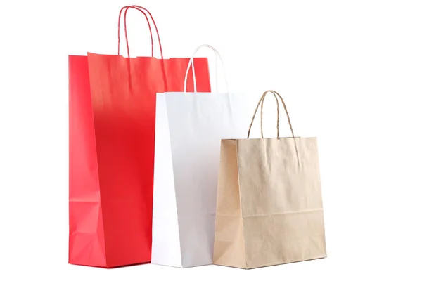 Colorful Paper Shopping Bags White Background — Stock Photo, Image