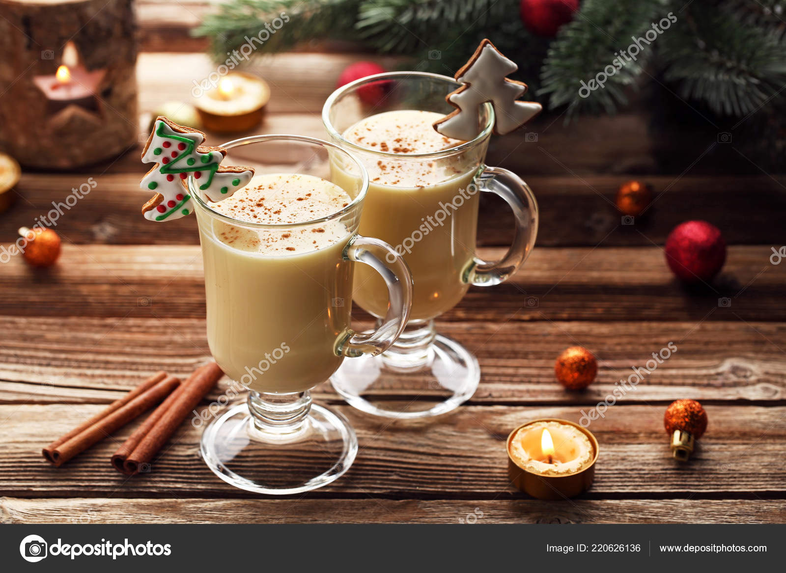 Eggnog Glasses Gingerbread Cookies Wooden Table Stock Photo by ©5seconds  220626136