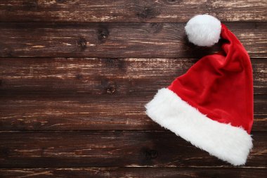Santa claus şapka kahverengi ahşap tablo
