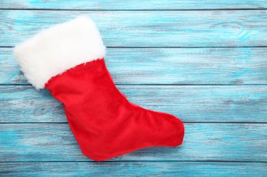 Noel çorap mavi ahşap tablo