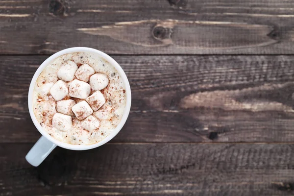 Cappuccino Mit Marshmallows Tasse Auf Holztisch — Stockfoto