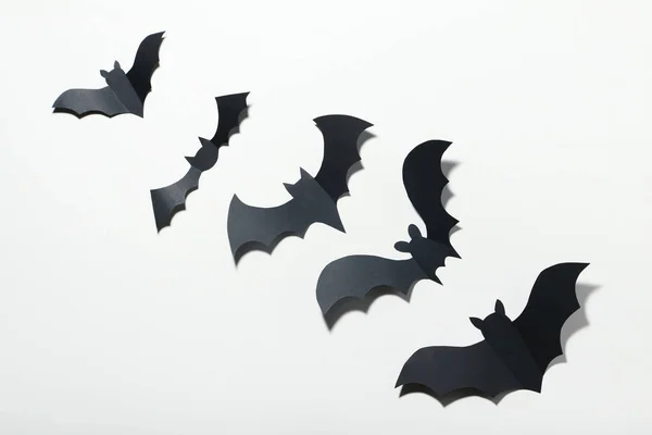 Halloween Papier Vleermuizen Witte Achtergrond — Stockfoto