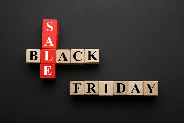 Zabawki Drewniane Kostki Napisem Black Friday Sprzedaż — Zdjęcie stockowe