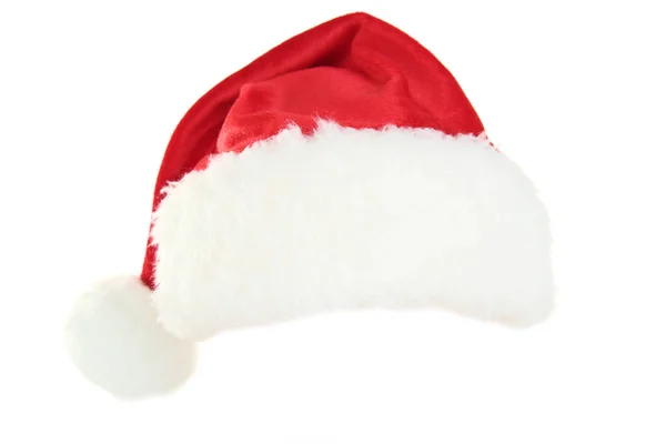 Santa Claus Hatt Isolerad Vit Bakgrund — Stockfoto
