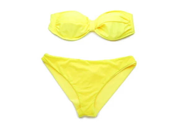 Maillot Bain Jaune Isolé Sur Fond Blanc — Photo