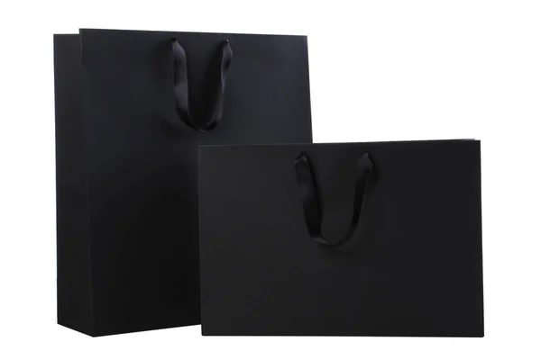 Black Shopping Bags Isolated White Background — Stock Photo, Image