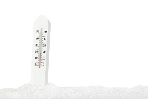 Thermometer Snow White Background — Stock Photo, Image