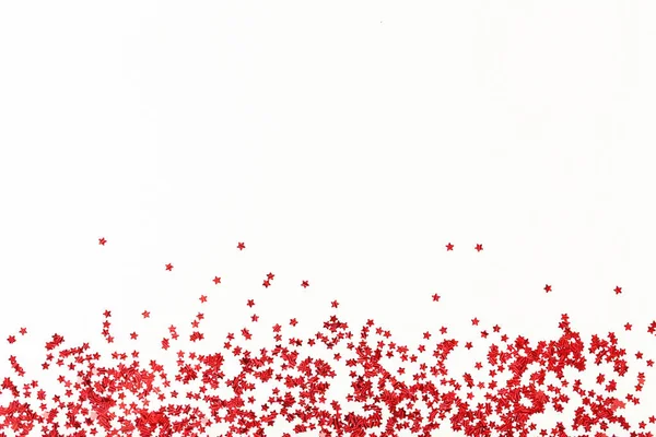 Confeti Rojo Sobre Fondo Blanco — Foto de Stock