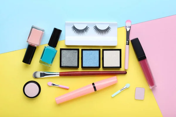Kosmetyki Makijażu Kolorowe Tło — Zdjęcie stockowe
