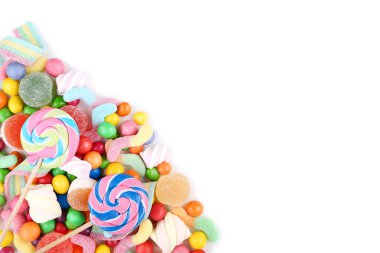 Tatlı şeker ve beyaz arka plan üzerinde lolipop