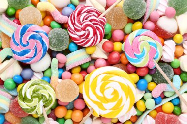 Arka plan tatlı şekerler ve lolipop