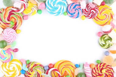 Tatlı şeker ve beyaz arka plan üzerinde lolipop