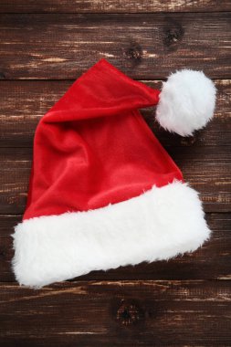 Santa claus şapka kahverengi ahşap tablo