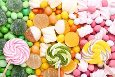 Arka plan tatlı şekerler ve lolipop