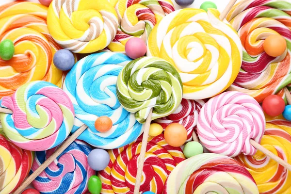 甜糖果和棒棒糖的背景 — 图库照片