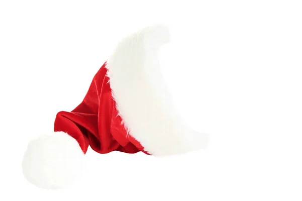 Santa Claus Klobouk Izolované Bílém Pozadí — Stock fotografie