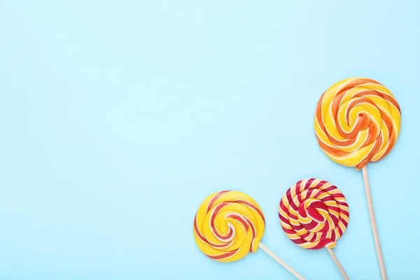 Colorful Lollipops Blue Background — Stock Photo, Image