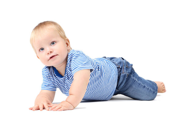 Baby boy isolated on white background