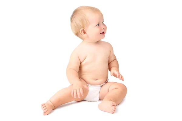 Babyjongen Geïsoleerd Witte Achtergrond — Stockfoto
