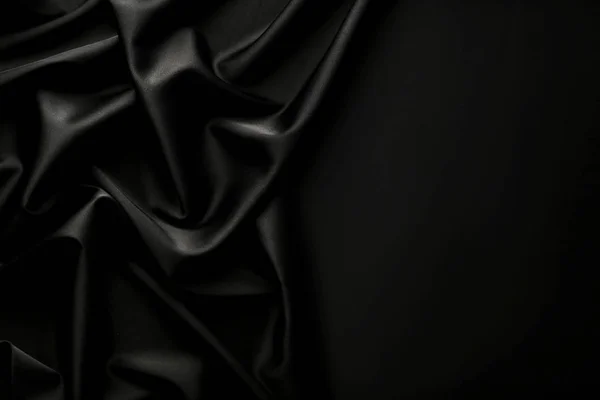 Background Black Satin Fabric — Stock Photo, Image