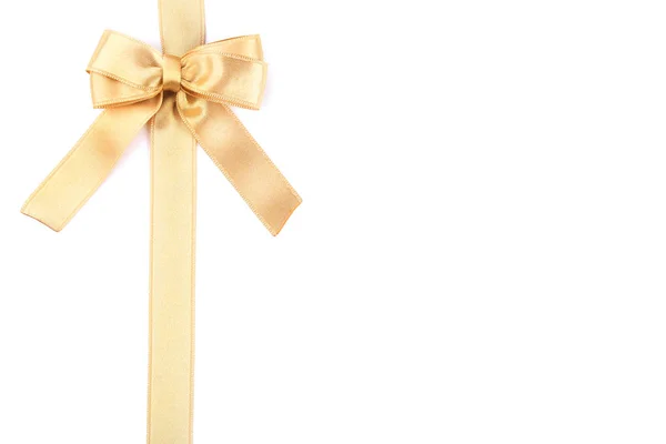 Golden Bow Ribbon Isolated White Background — Stock Photo, Image