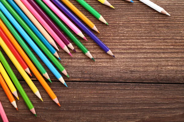 Colored Pencils Brown Wooden Table — Stock Photo, Image