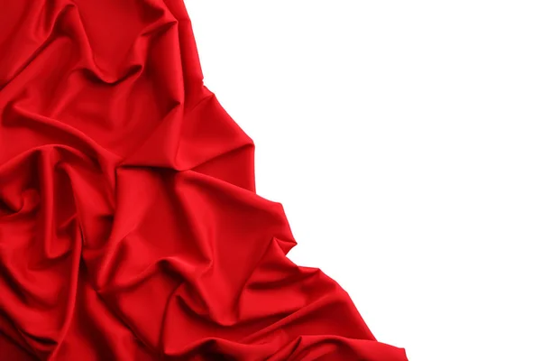 Tissu Satiné Rouge Sur Fond Blanc — Photo