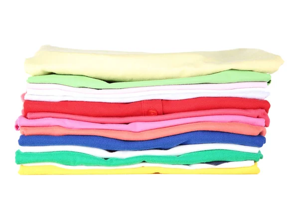 Stack Folded Clothes White Background Stock Image