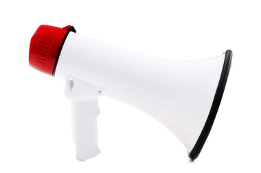 Beyaz bir arka plan üzerinde izole bir megafon