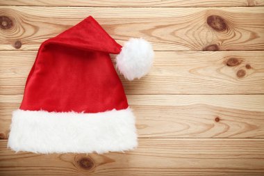 Santa claus şapka kahverengi ahşap tablo