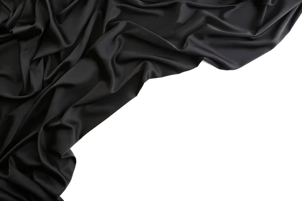 Tissu Satiné Noir Sur Fond Blanc — Photo