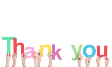 Kelime holding eller beyaz zemin üzerine teşekkür ederim