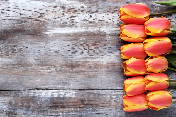 Bouquet Tulips Wooden Table — Stock Photo, Image