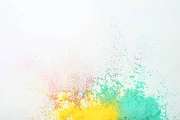 Polvos Holi Coloridos Sobre Fondo Blanco — Foto de Stock