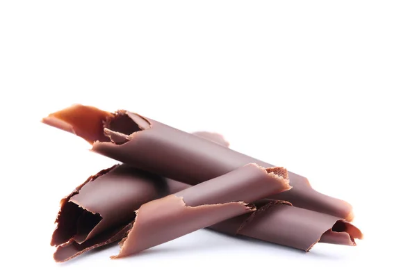 Шоколадные Стружки Изолированы Белом Фоне — стоковое фото
