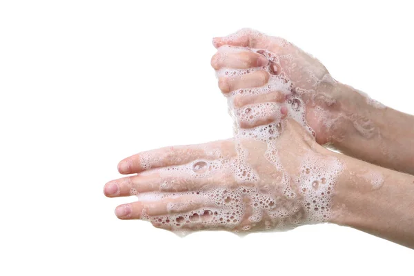 石鹸で手を洗う女性 — ストック写真