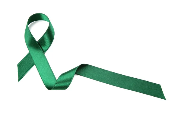 Zielone Wstążki Białe Tło Pojęcie Medyczne — Zdjęcie stockowe