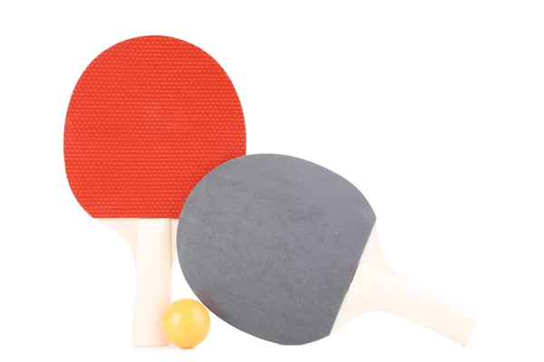 Raquettes Ping Pong Avec Balle Isolée Sur Fond Blanc — Photo