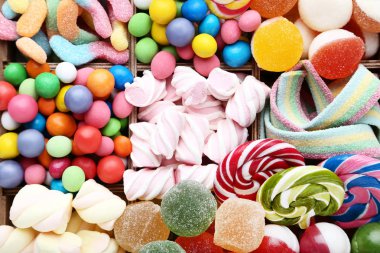 Arka plan tatlı şekerler ve lolipop