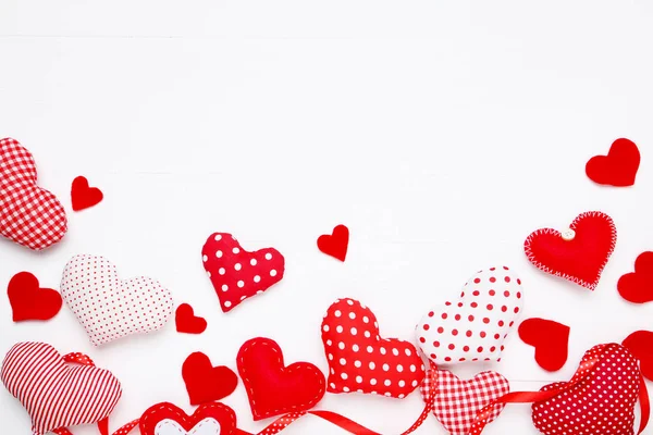 Valentine Hearts White Wooden Table — Stock Photo, Image