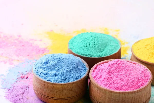 Colorful Holi Powder Bowls White Background — Stock Photo, Image