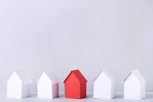 White Red Paper Houses Grey Background — Stock Photo, Image