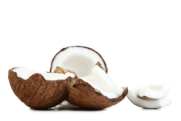 Rijpe Kokosnoten Geïsoleerd Witte Achtergrond — Stockfoto