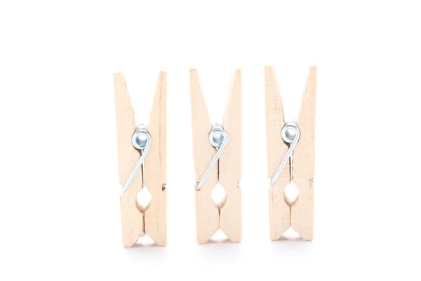 Wooden Clothespins Isolated White Background — Stock Photo, Image